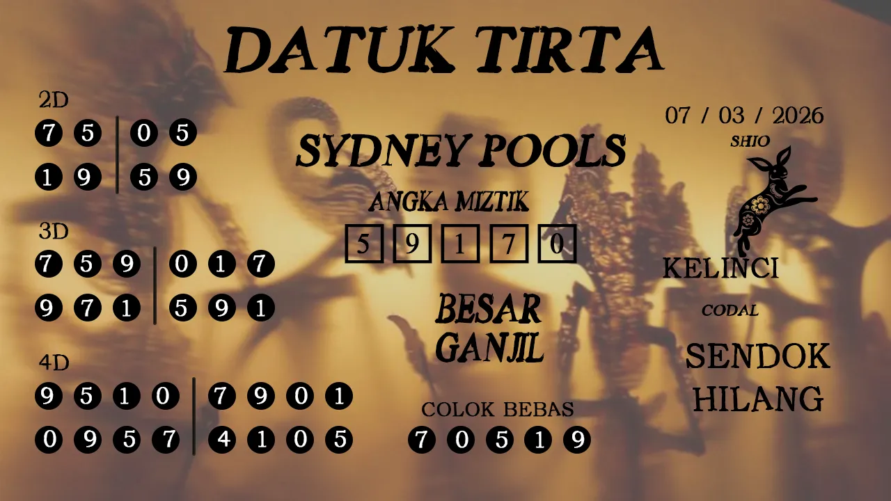 Syair datuk tirta sydney pools 07 03 2026