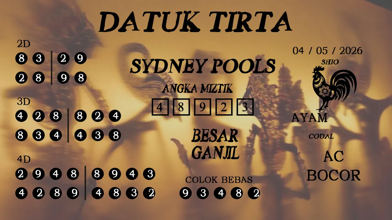 Syair datuk tirta sydney pools 04 05 2026