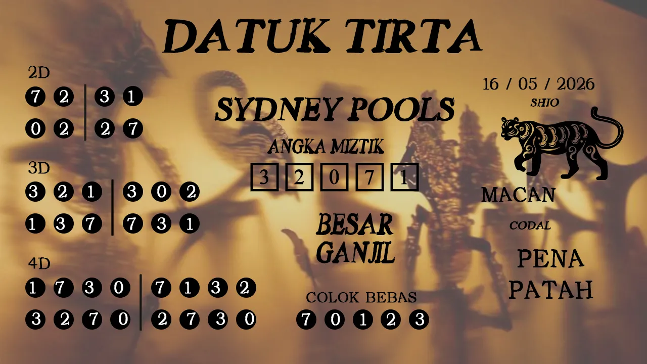 Syair datuk tirta sydney pools 16 05 2026