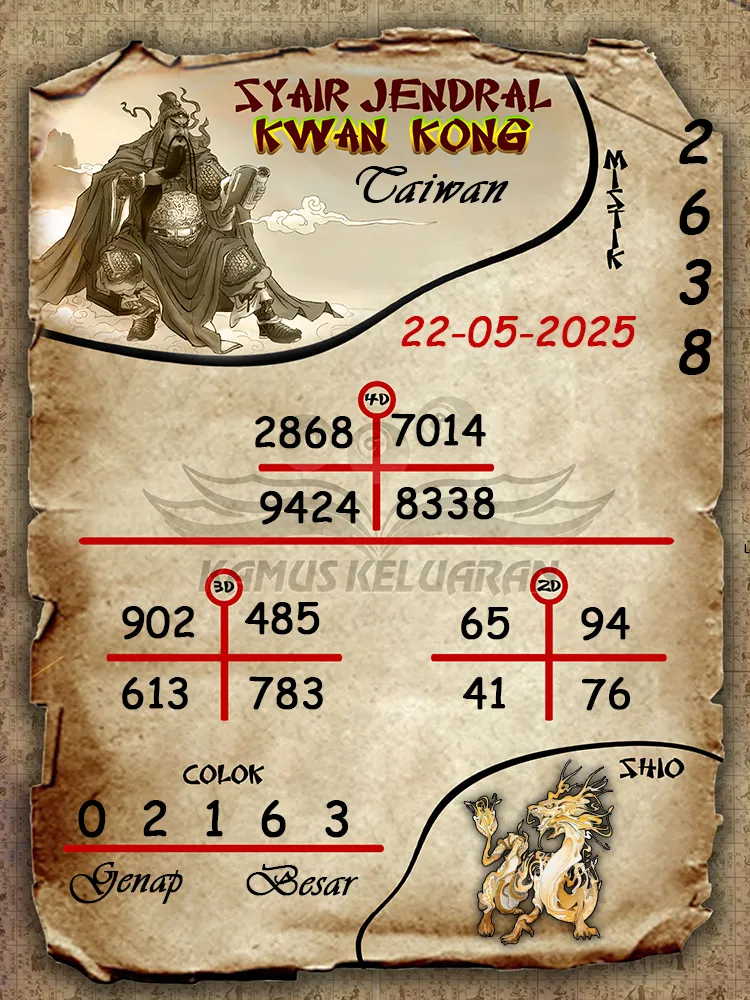 syair jendral kwan kong taiwan 22 05 2025