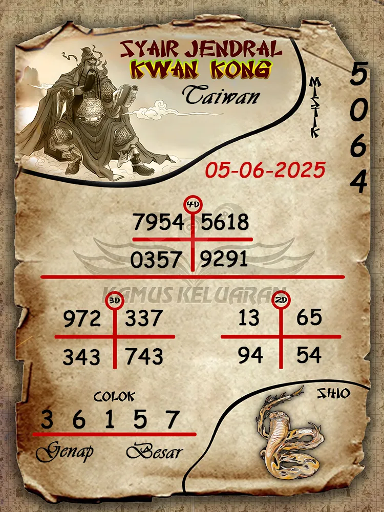 syair jendral kwan kong taiwan 05 06 2025