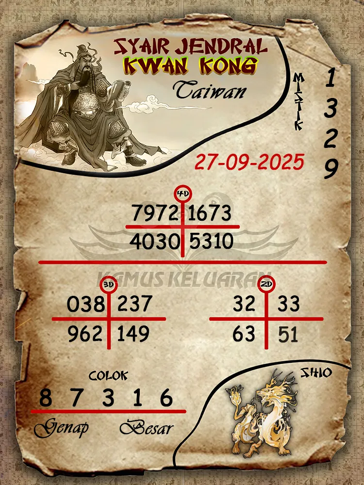Syair jendral kwan kong Taiwan 27 09 2025