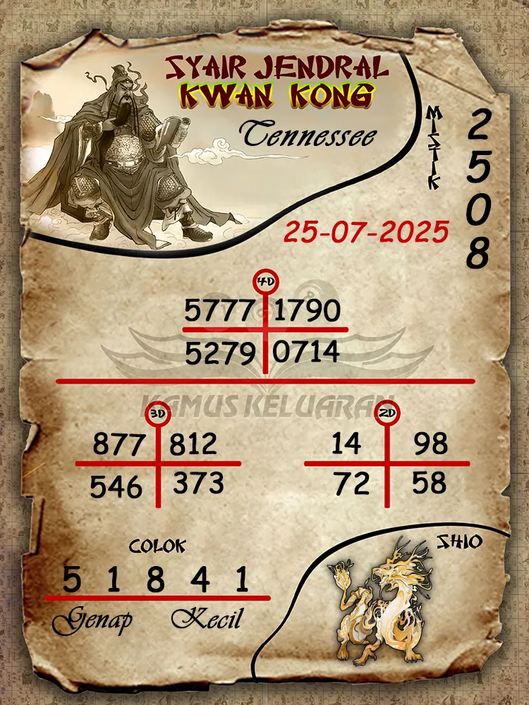 syair jendral kwan kong Tennessee 25 07 2025