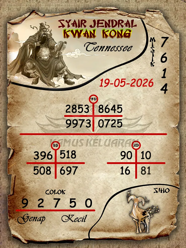 Syair Jendral Kwan Kong Tennessee 19 05 2026