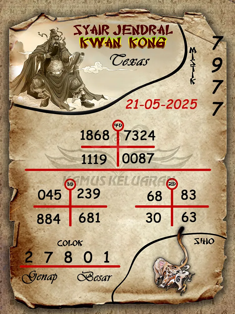 syair jendral kwan kong texas 21 05 2025