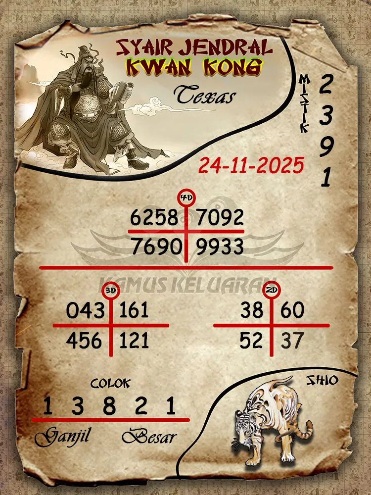 Syair Jendral Kwan Kong Texas 24 11 2025