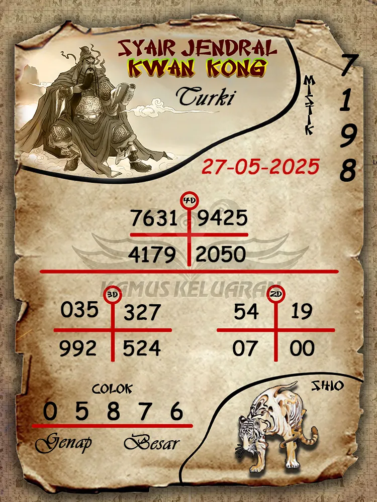 syair jendral kwan kong turki 27 05 2025