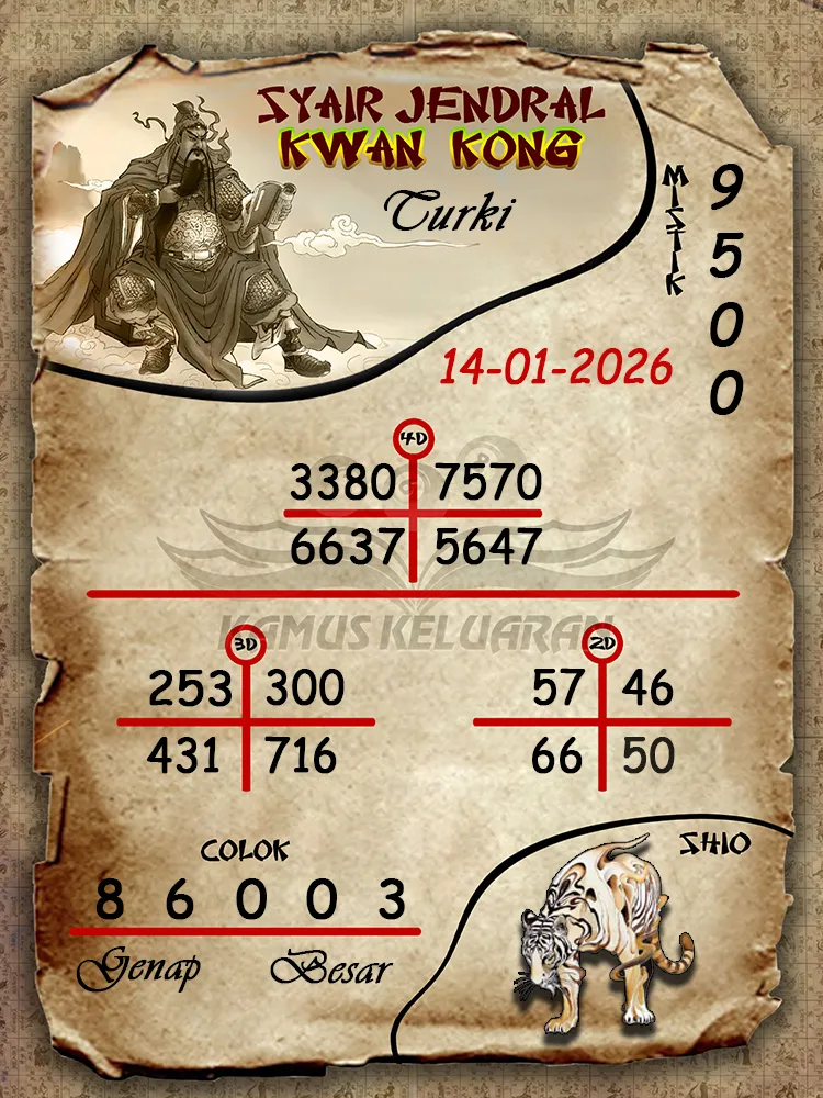 Syair Jendral Kwan Kong Turki 14 01 2026
