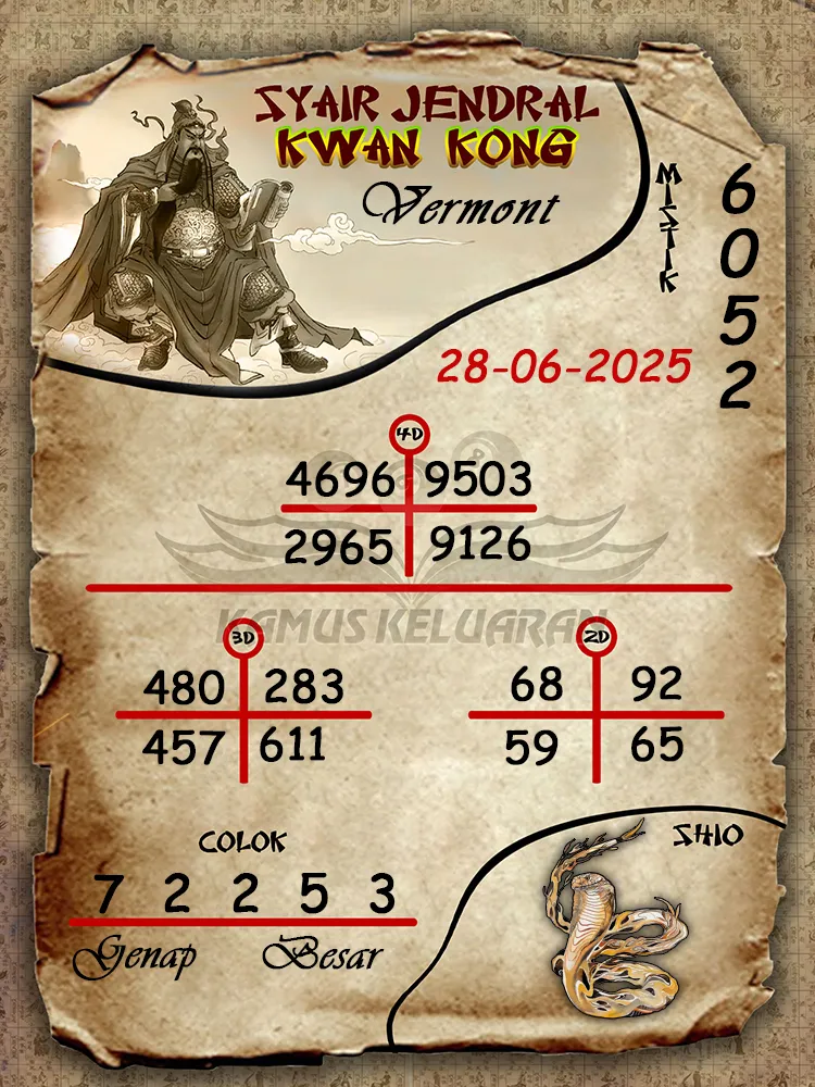 syair jendral kwan kong Vermont 28 06 2025