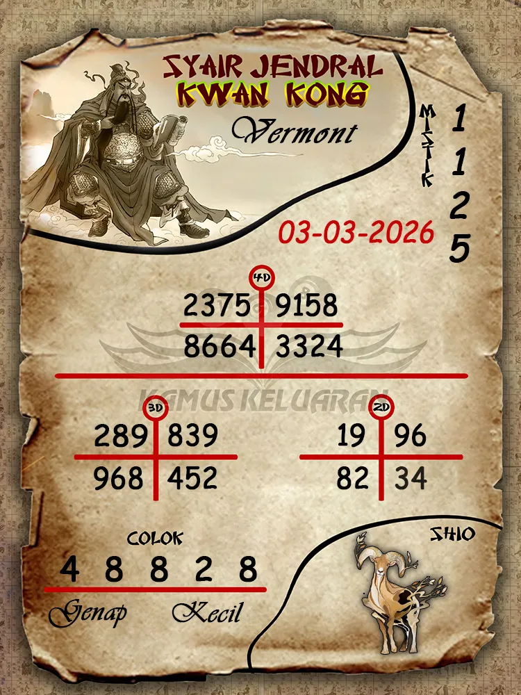 Syair Jendral Kwan Kong Vermont 03 03 2026