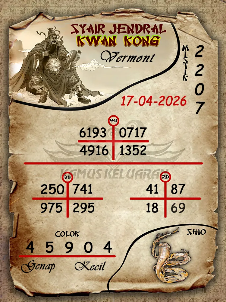 Syair Jendral Kwan Kong Vermont 17 04 2026