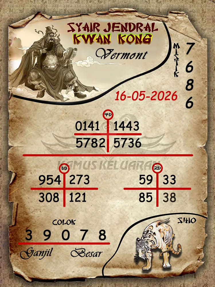 Syair Jendral Kwan Kong Vermont 16 05 2026