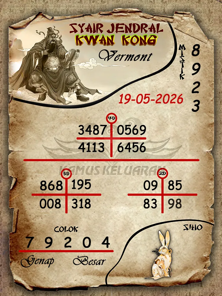 Syair Jendral Kwan Kong Vermont 19 05 2026