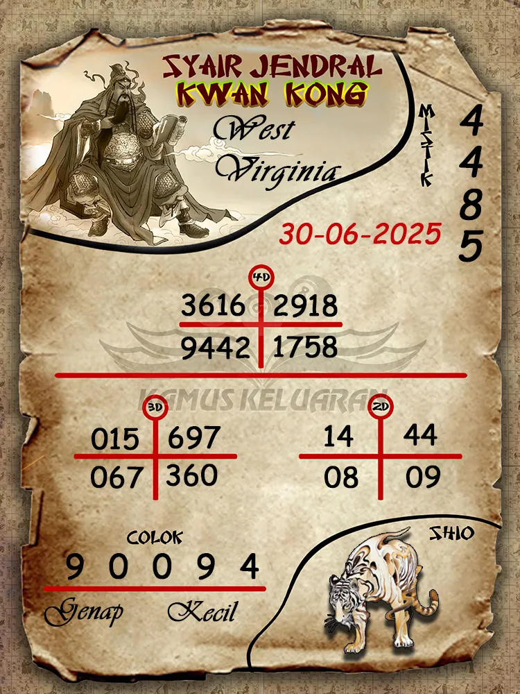 syair jendral kwan kong West Virginia 30 06 2025