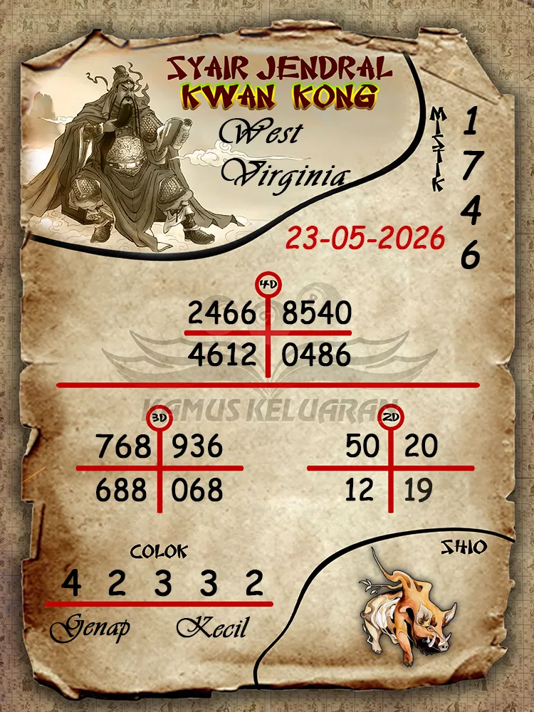 Syair Jendral Kwan Kong West Virginia 23 05 2026