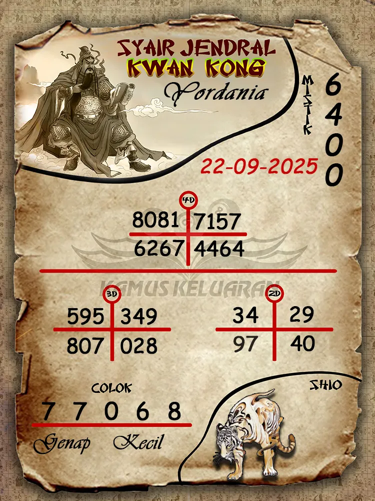 syair jendral kwan kong Yordania 22 09 2025